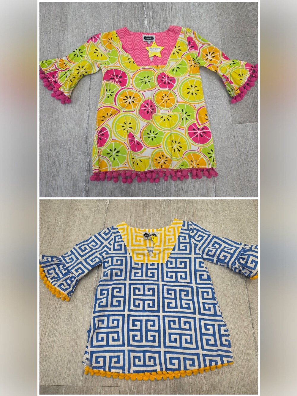 Mud Pie 2PC BUNDLE Pom-Trim Tunics 12MONTHS & 2/3T